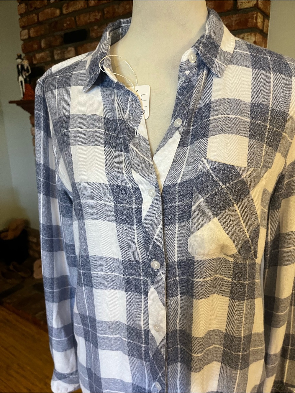 Rails Blue and White Plaid Button-Up Shirt - Picture 2 of 5